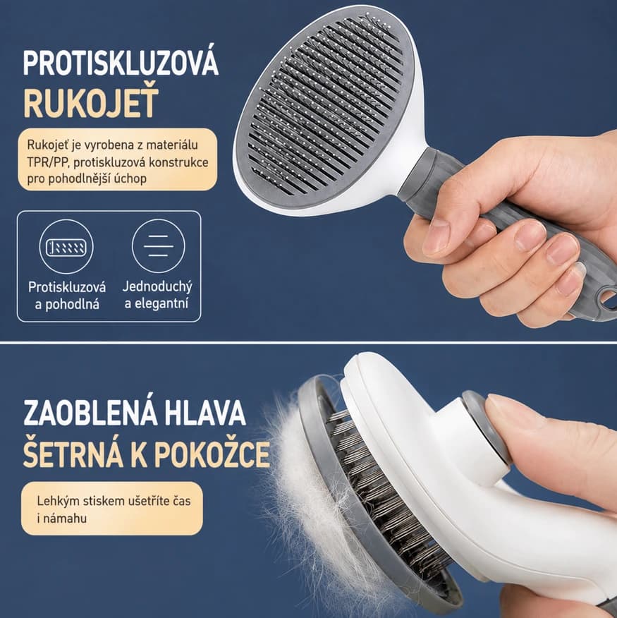 Samočisticí kartáč na srst pro psy a kočky