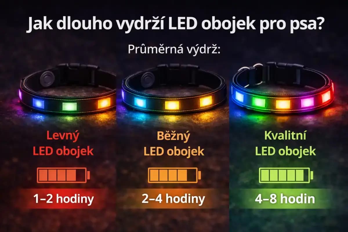LED obojek pro psa výdrž baterie srovnání svícení