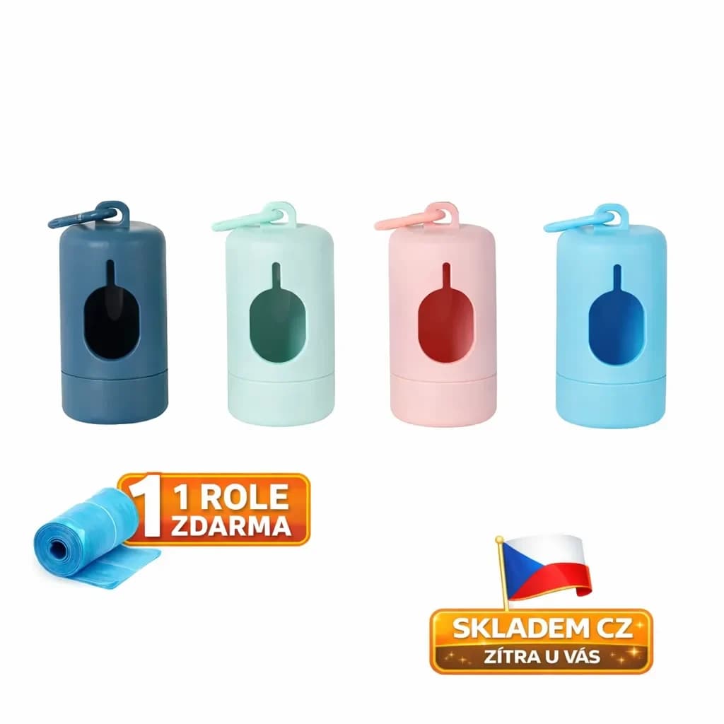 Držák na sáčky na psí exkrementy + 1 role zdarma