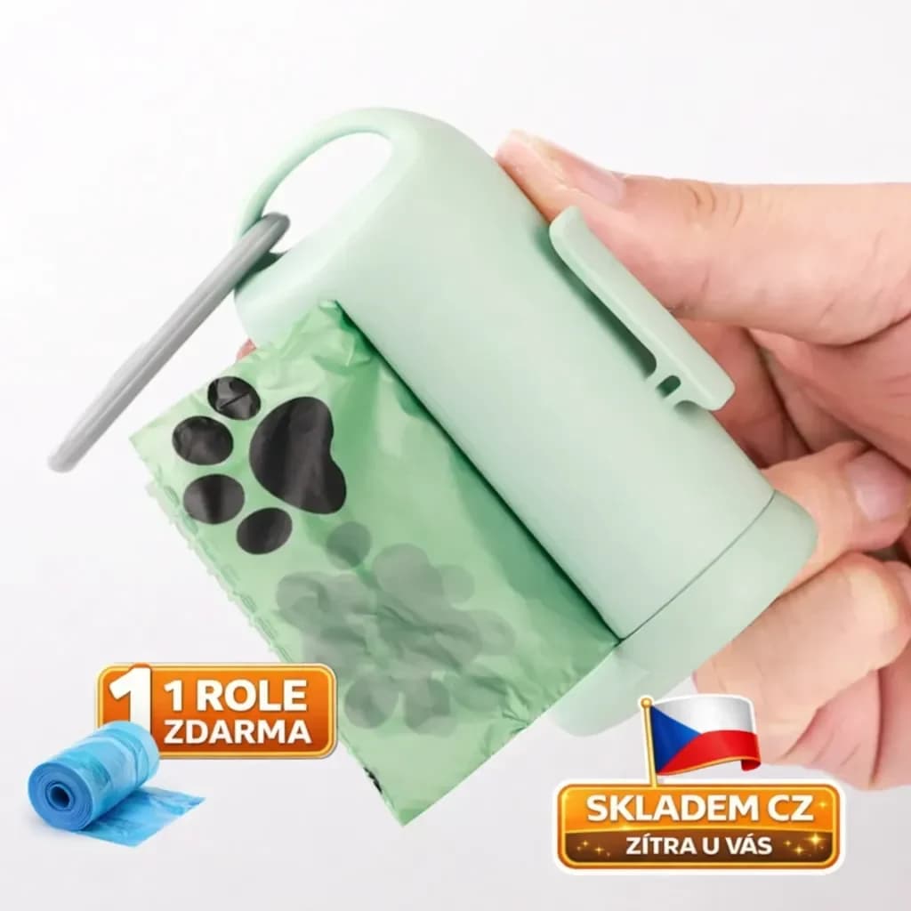 Plastový držák na sáčky na psí exkrementy + 1 role sáčků zdarma