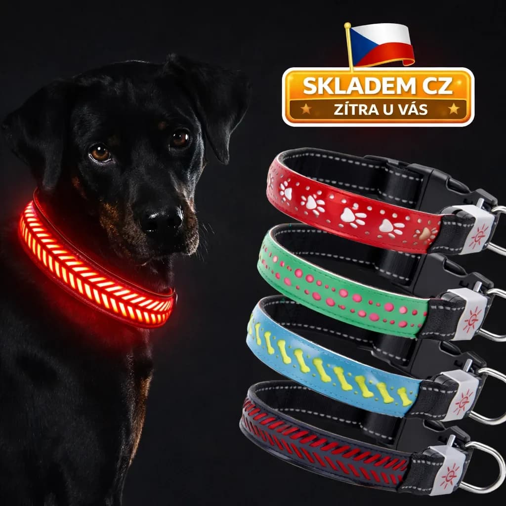 Venloro LED obojek pro psy – USB nabíjecí