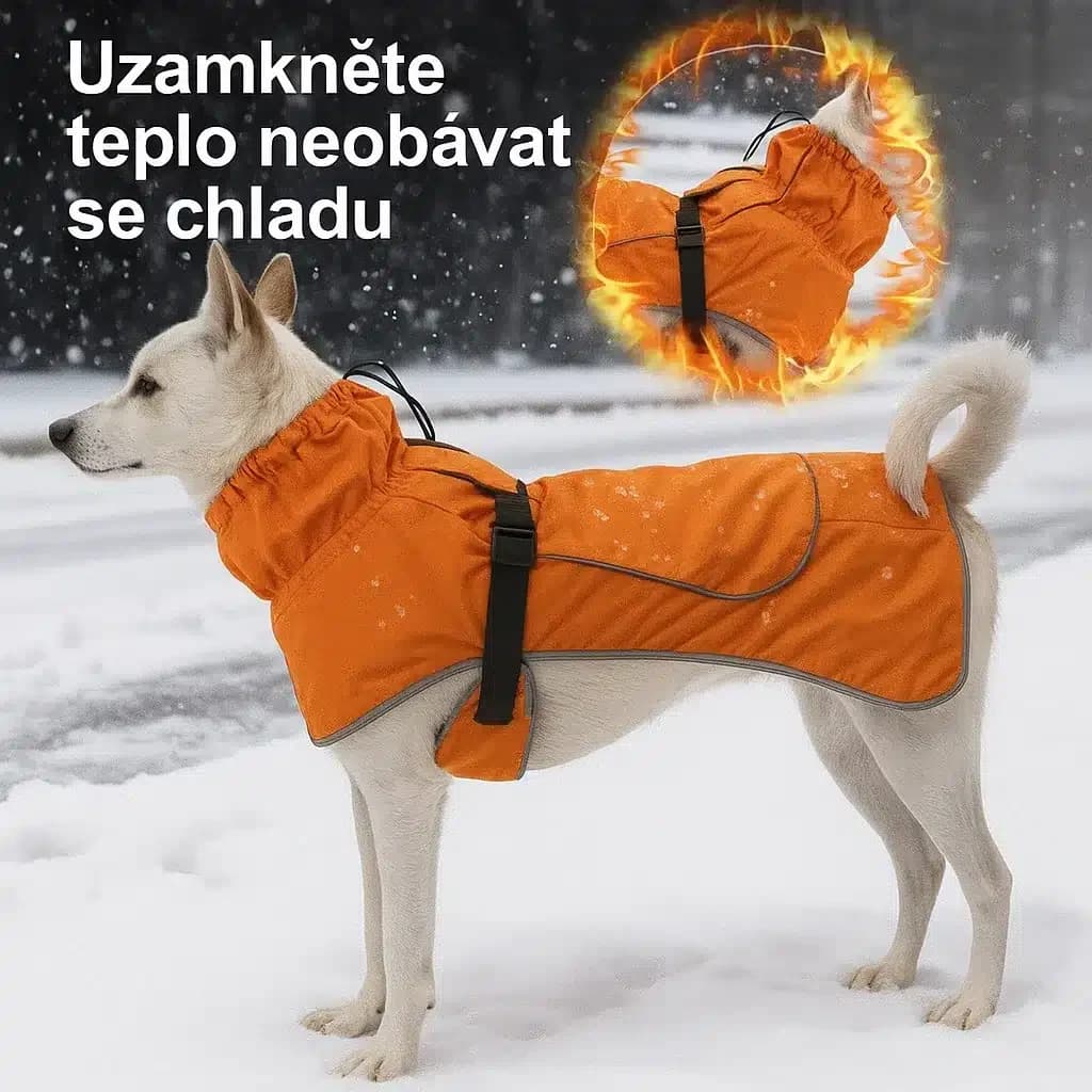 Voděodolná přechodná bunda pro psy s fleecovou podšívkou a reflexními prvky