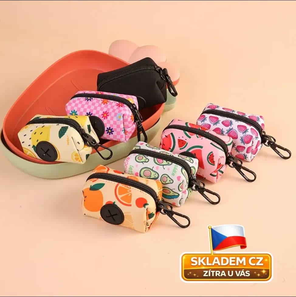 Pouzdro na sáčky na psí exkrementy – set s 1 rolí | Zip + karabina